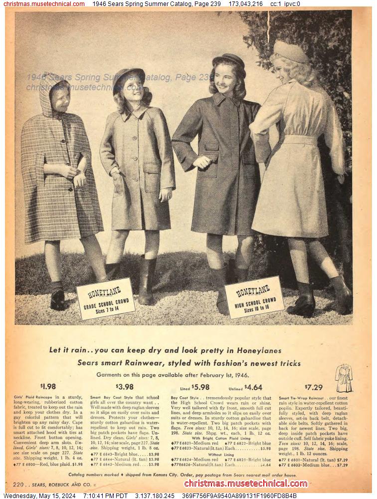 1946 Sears Spring Summer Catalog, Page 239