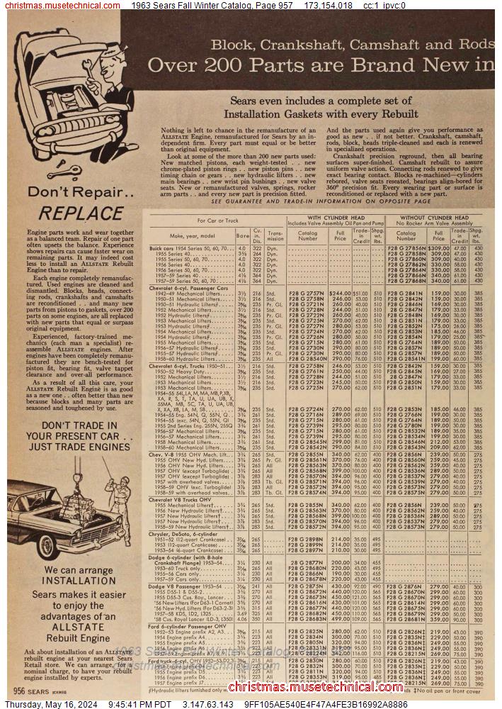 1963 Sears Fall Winter Catalog, Page 957