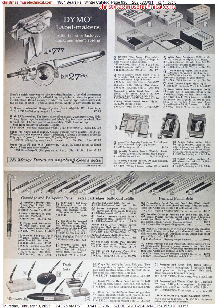 1964 Sears Fall Winter Catalog, Page 936