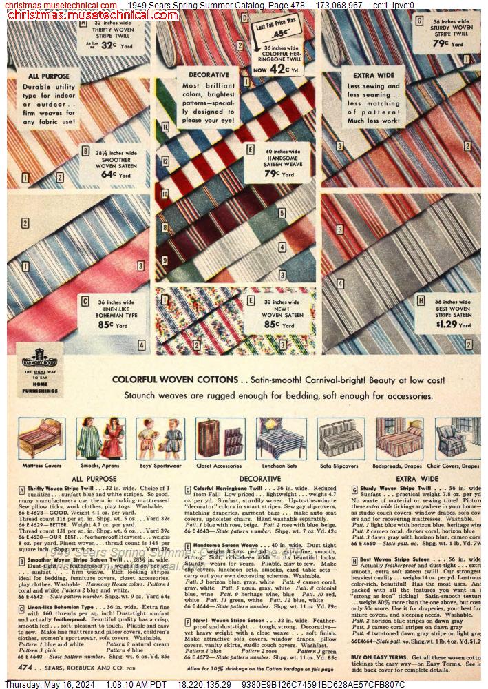 1949 Sears Spring Summer Catalog, Page 478