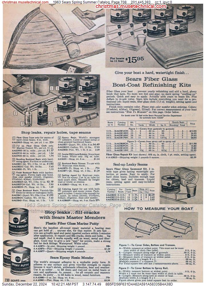 1963 Sears Spring Summer Catalog, Page 708