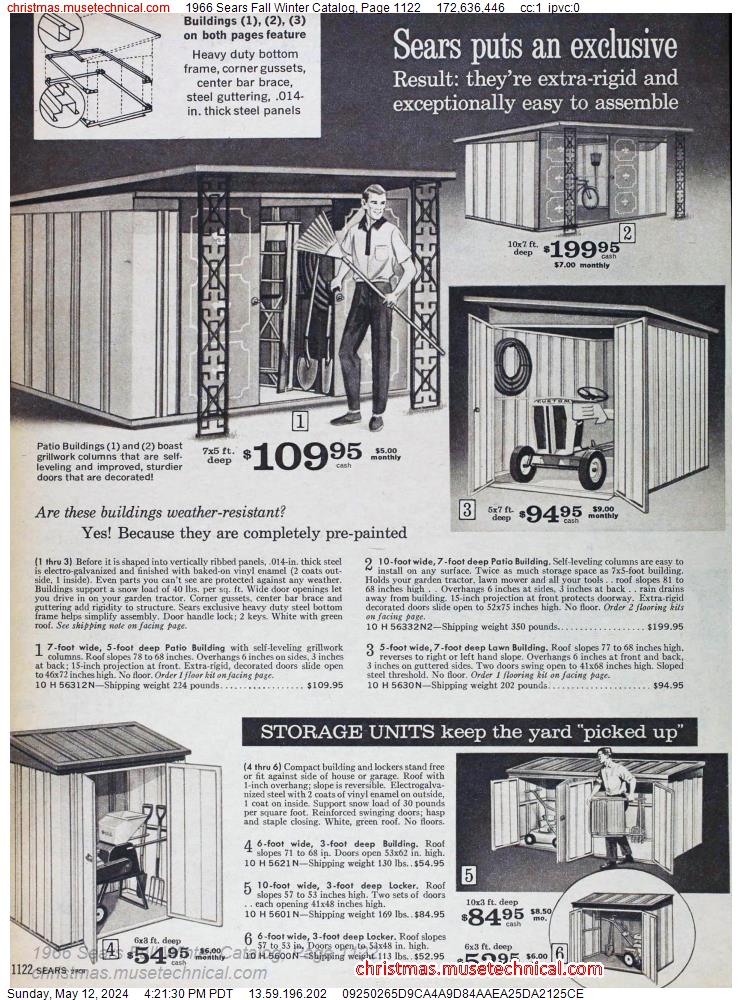 1966 Sears Fall Winter Catalog, Page 1122
