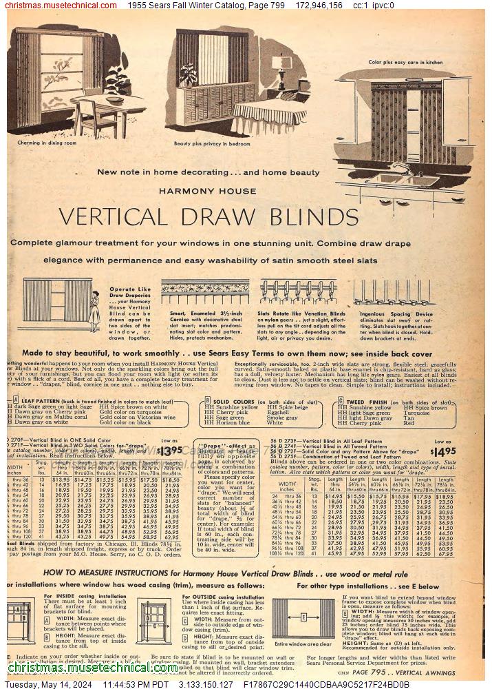 1955 Sears Fall Winter Catalog, Page 799