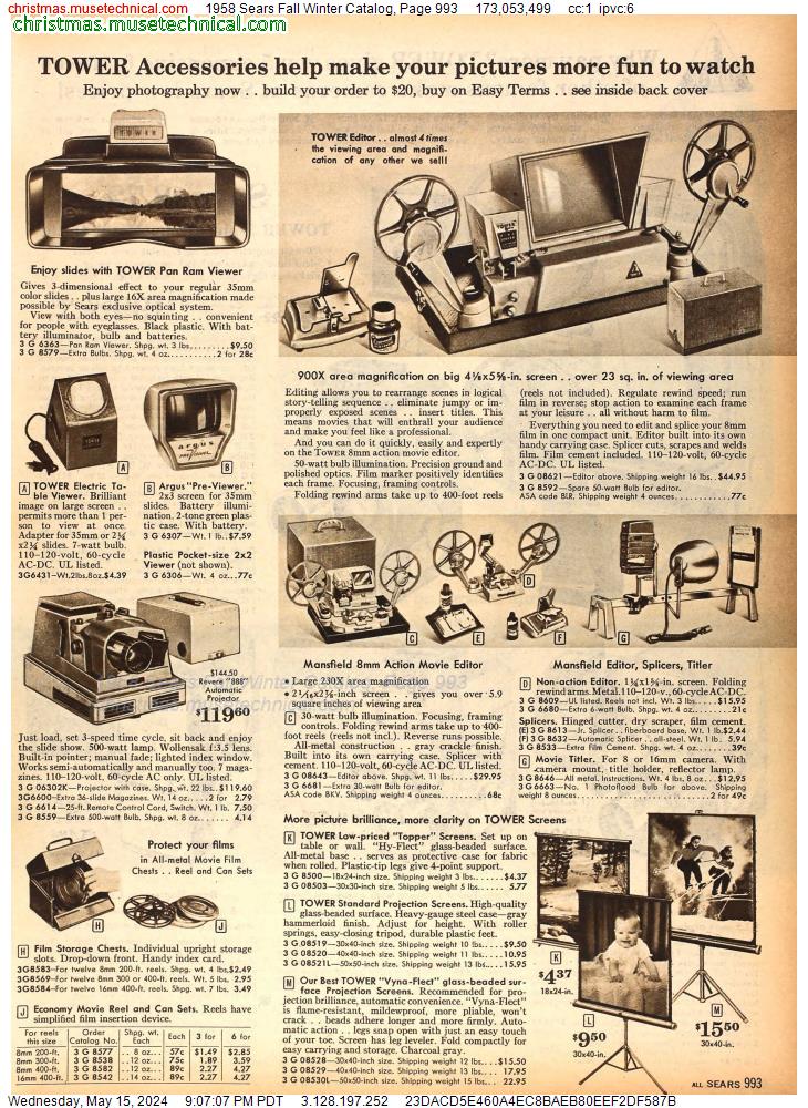 1958 Sears Fall Winter Catalog, Page 993
