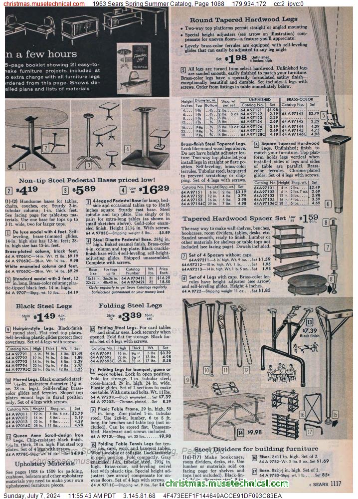 1963 Sears Spring Summer Catalog, Page 1088