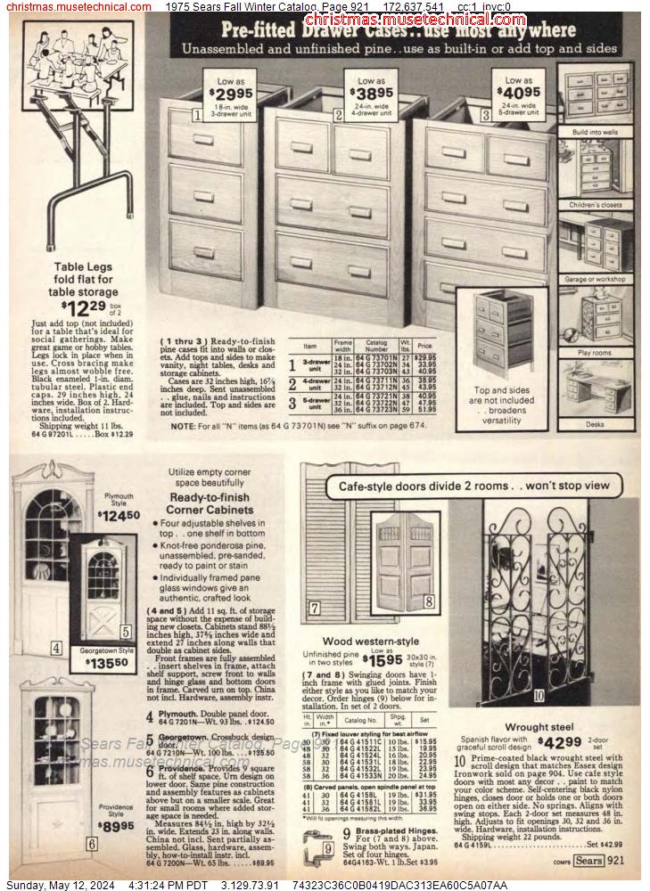 1975 Sears Fall Winter Catalog, Page 921