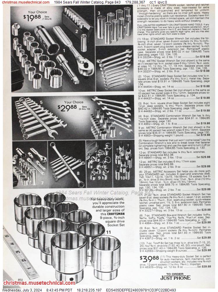 1984 Sears Fall Winter Catalog, Page 843