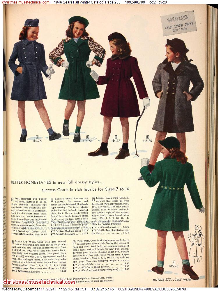 1946 Sears Fall Winter Catalog, Page 233