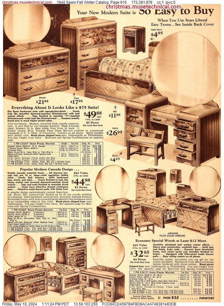 1940 Sears Fall Winter Catalog, Page 915