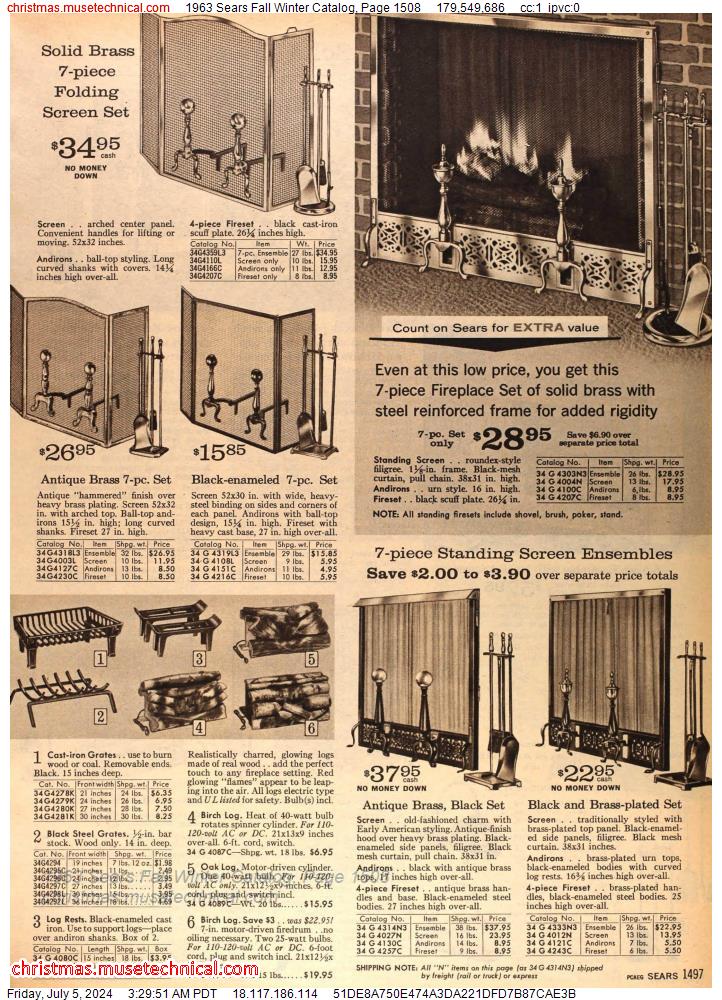 1963 Sears Fall Winter Catalog, Page 1508