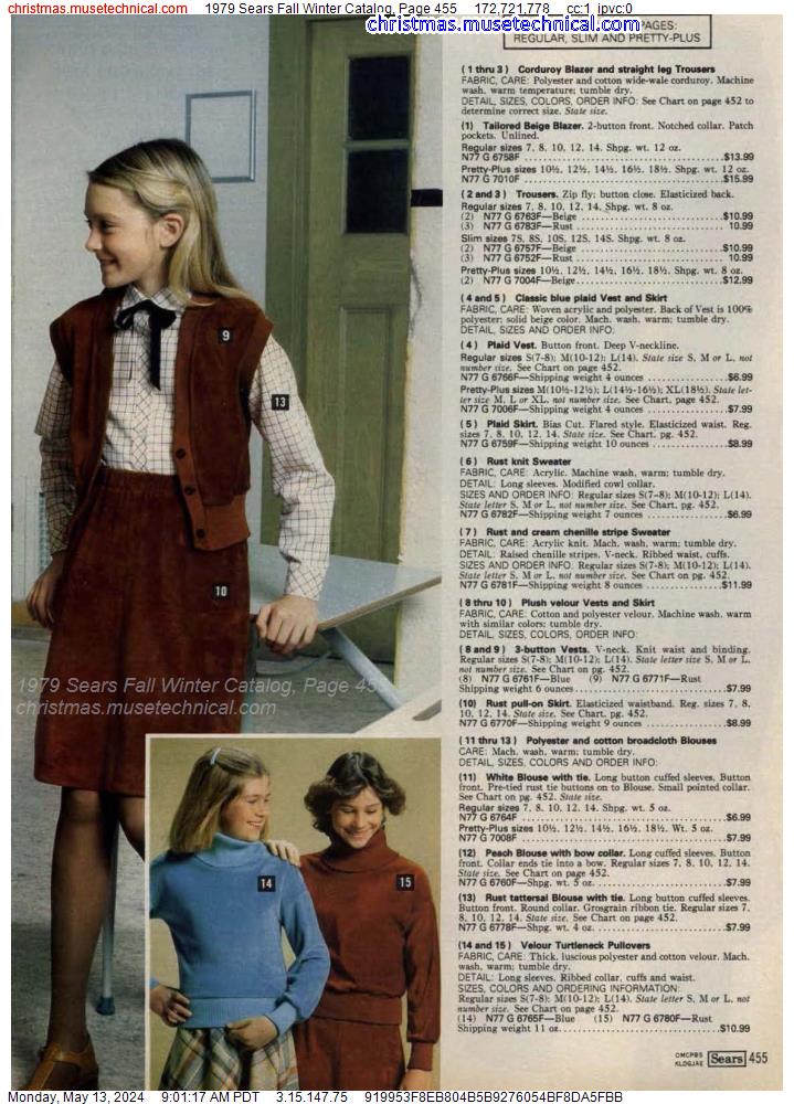 1979 Sears Fall Winter Catalog, Page 455