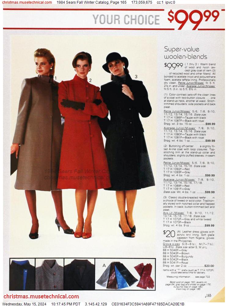 1984 Sears Fall Winter Catalog, Page 165