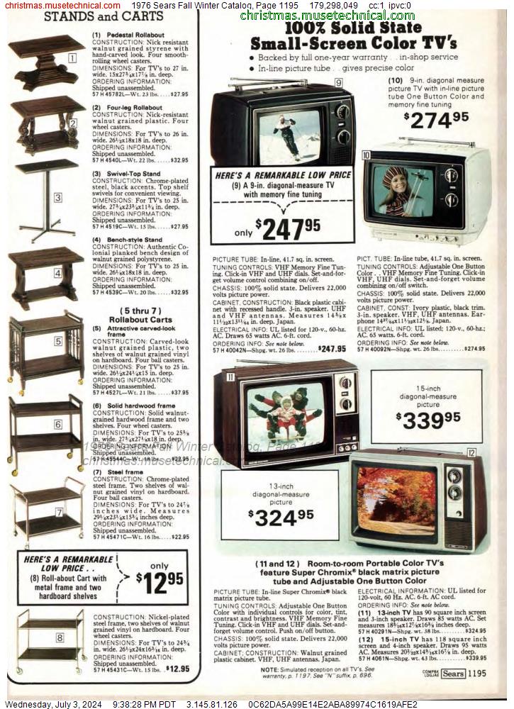 1976 Sears Fall Winter Catalog, Page 1195