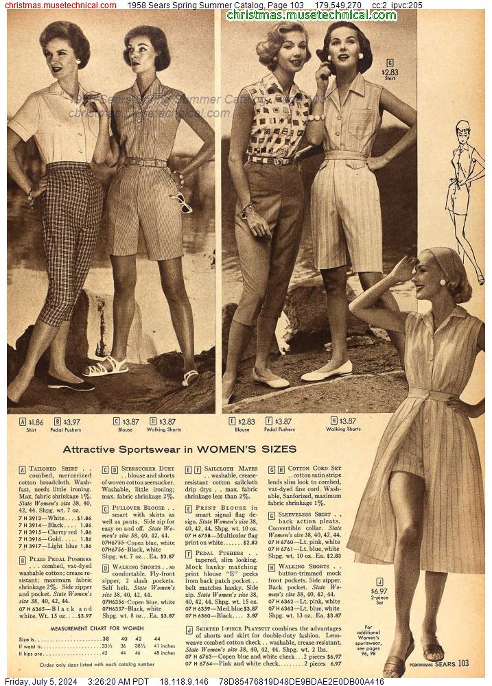 1958 Sears Spring Summer Catalog, Page 103