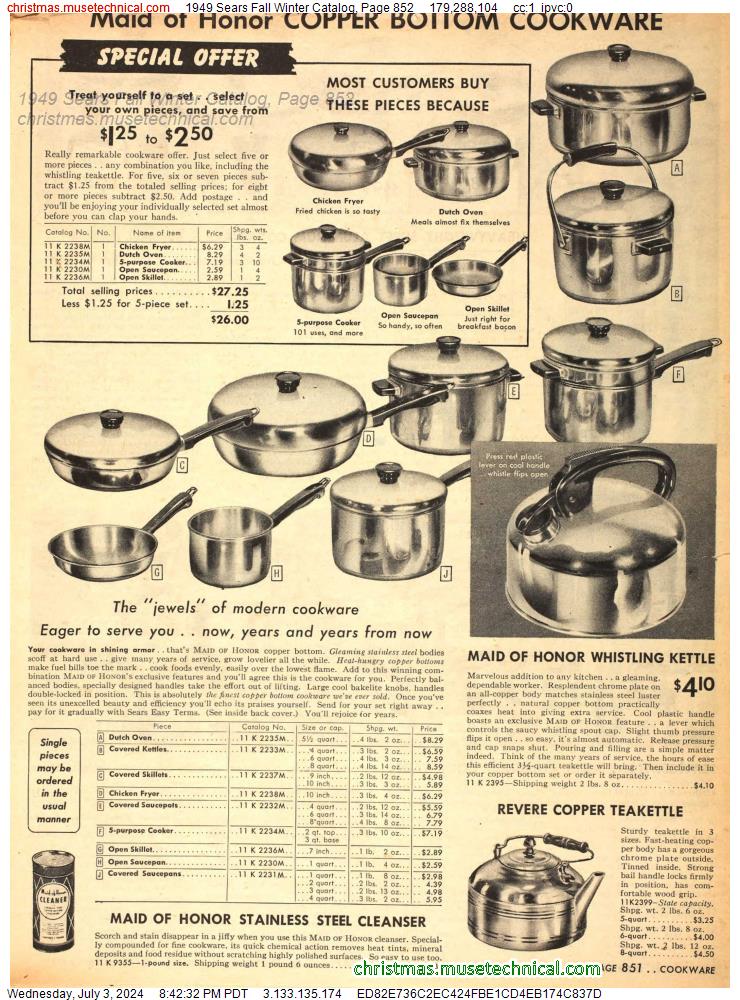1949 Sears Fall Winter Catalog, Page 852