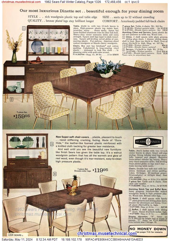 1962 Sears Fall Winter Catalog, Page 1326