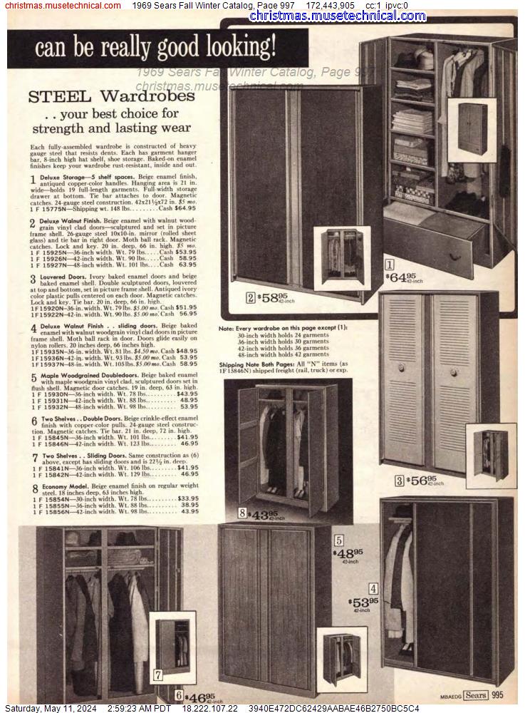 1969 Sears Fall Winter Catalog, Page 997