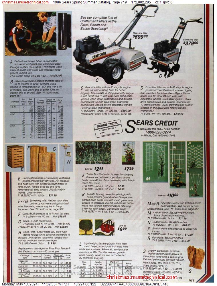 1986 Sears Spring Summer Catalog, Page 719