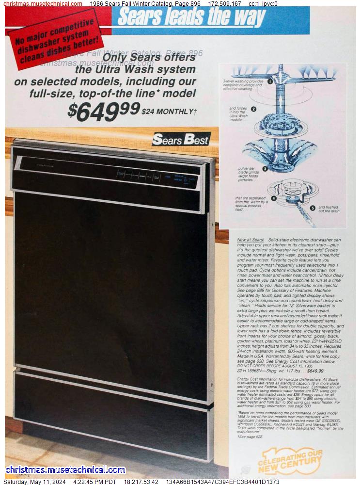 1986 Sears Fall Winter Catalog, Page 896