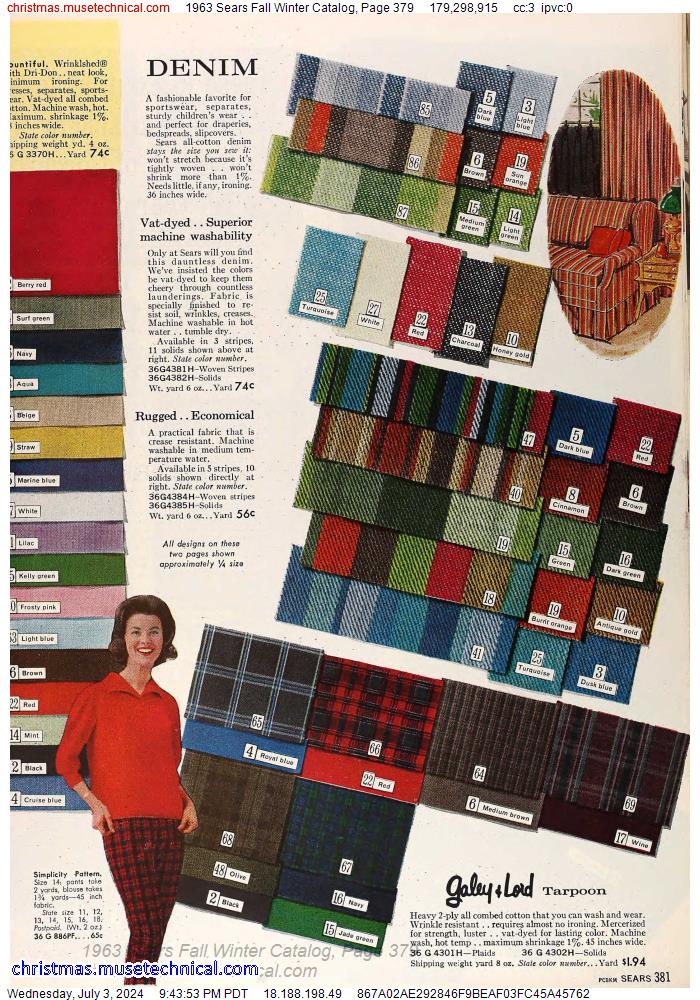 1963 Sears Fall Winter Catalog, Page 379