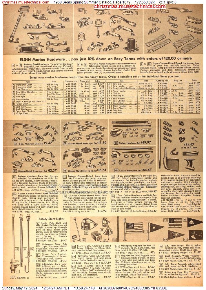 1958 Sears Spring Summer Catalog, Page 1079