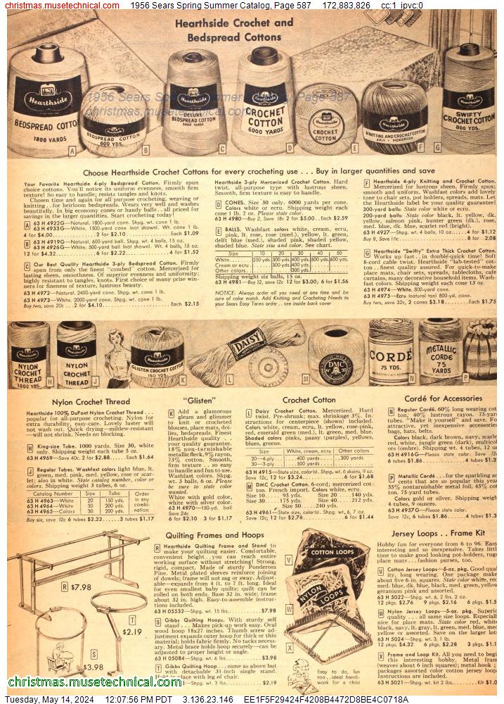 1956 Sears Spring Summer Catalog, Page 587