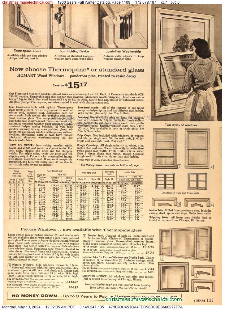 1960 Sears Fall Winter Catalog, Page 1109