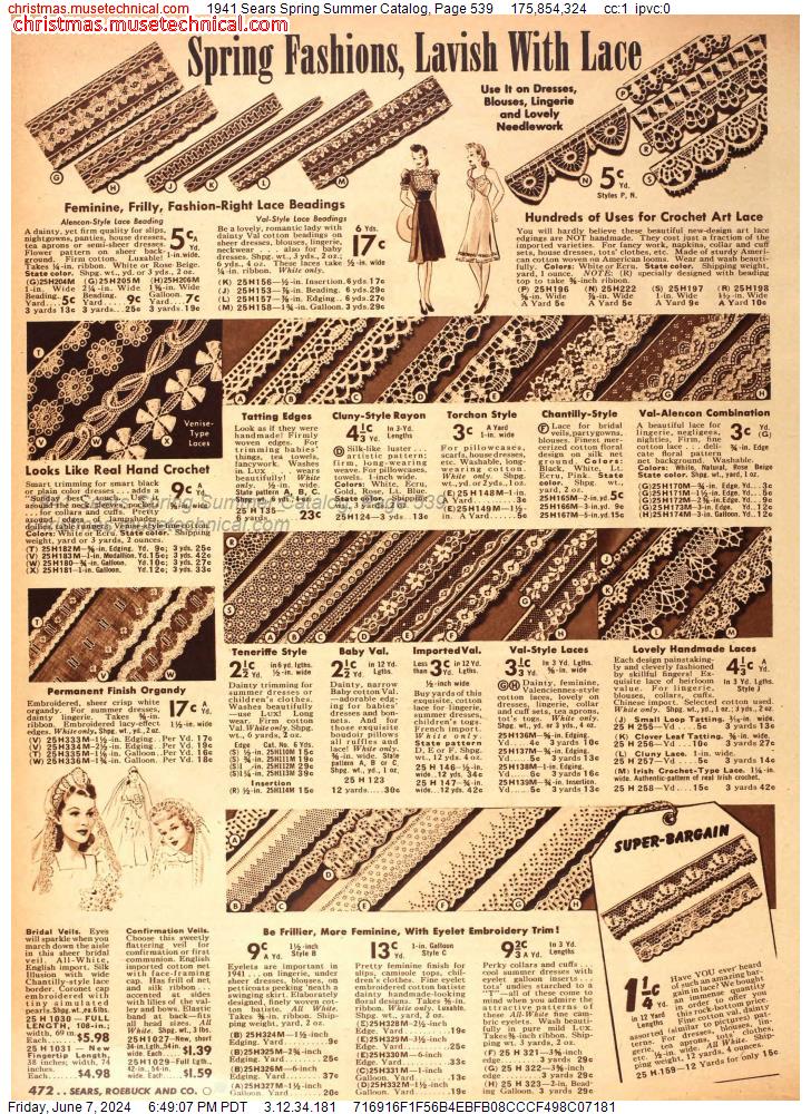 1941 Sears Spring Summer Catalog, Page 539