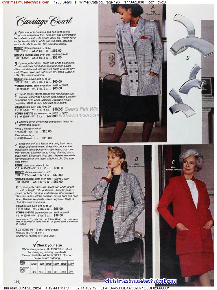 1988 Sears Fall Winter Catalog, Page 196