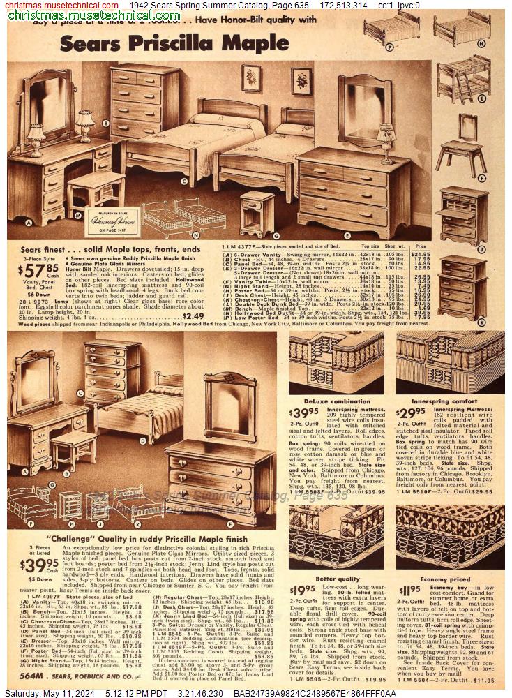 1942 Sears Spring Summer Catalog, Page 635