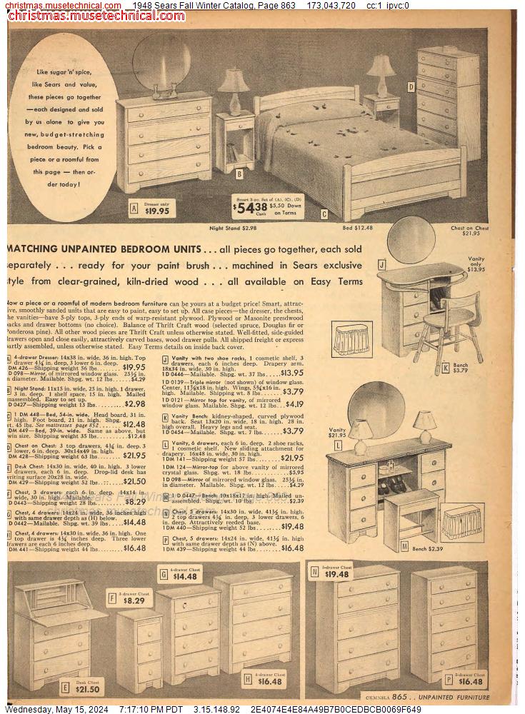 1948 Sears Fall Winter Catalog, Page 863