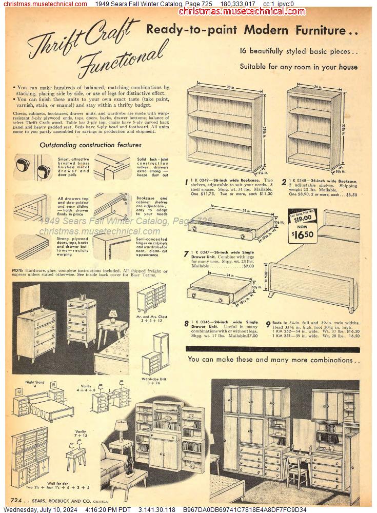1949 Sears Fall Winter Catalog, Page 725