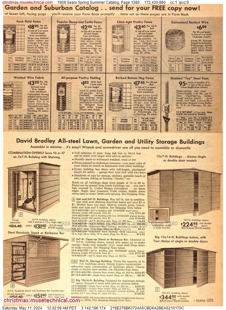 1958 Sears Spring Summer Catalog, Page 1380