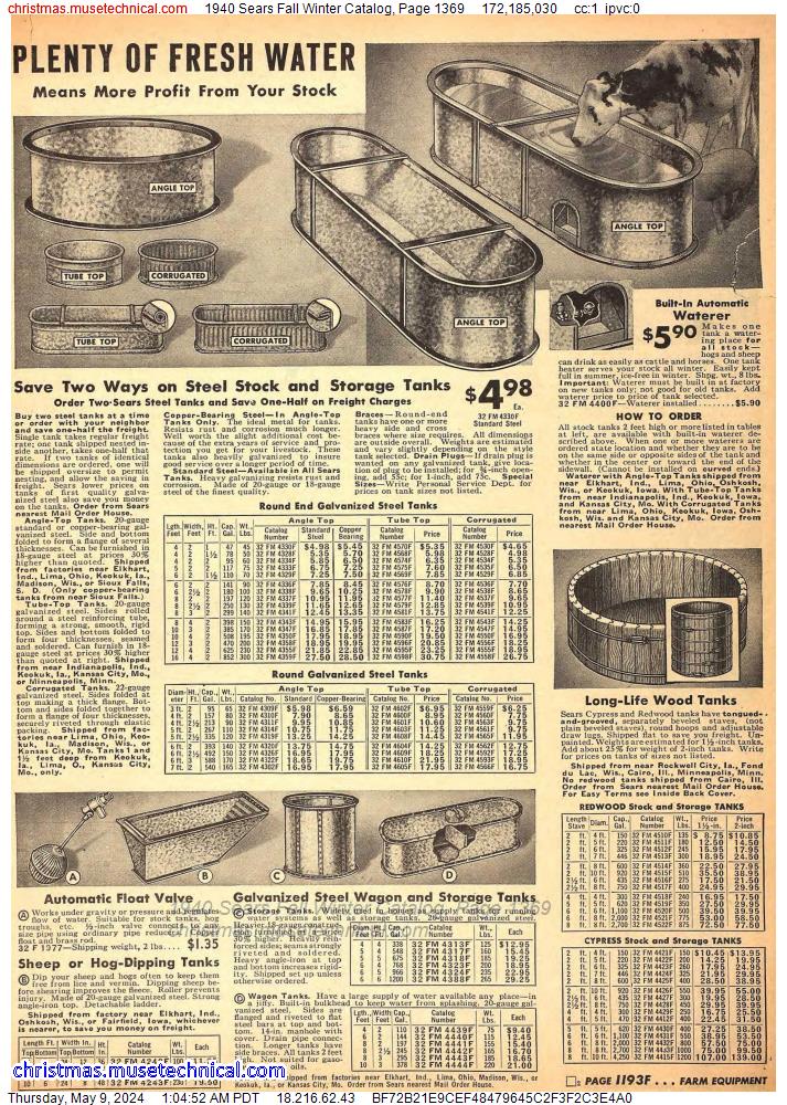 1940 Sears Fall Winter Catalog, Page 1369