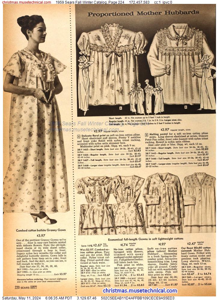 1959 Sears Fall Winter Catalog, Page 224