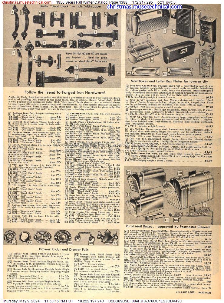 1956 Sears Fall Winter Catalog, Page 1388