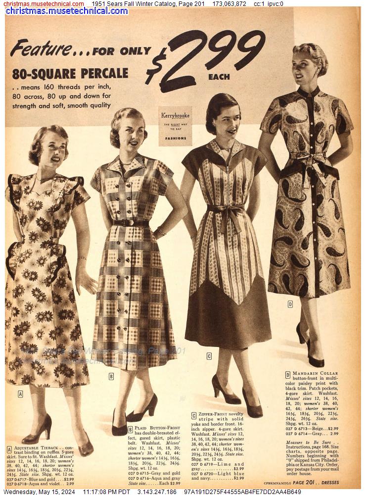 1951 Sears Fall Winter Catalog, Page 201