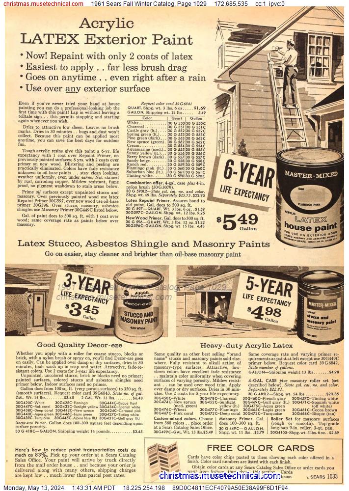 1961 Sears Fall Winter Catalog, Page 1029