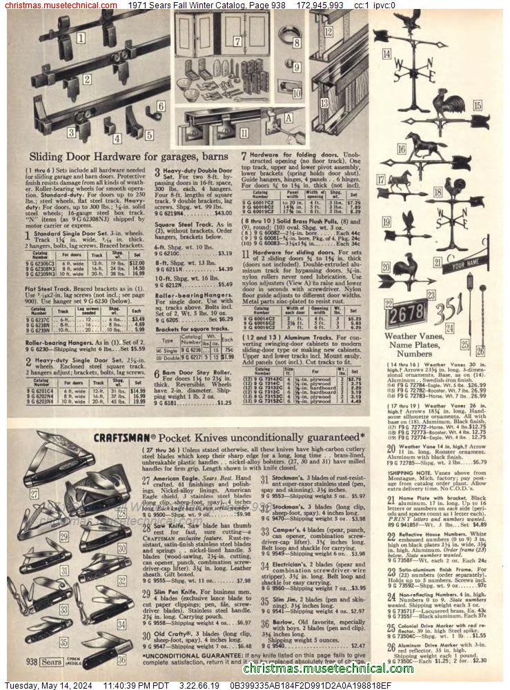 1971 Sears Fall Winter Catalog, Page 938