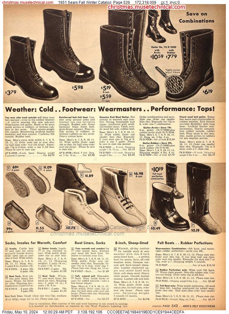 1951 Sears Fall Winter Catalog, Page 539