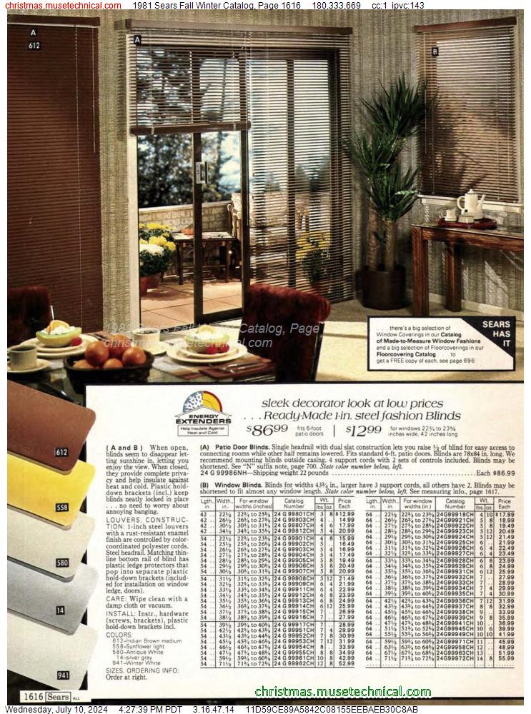 1981 Sears Fall Winter Catalog, Page 1616