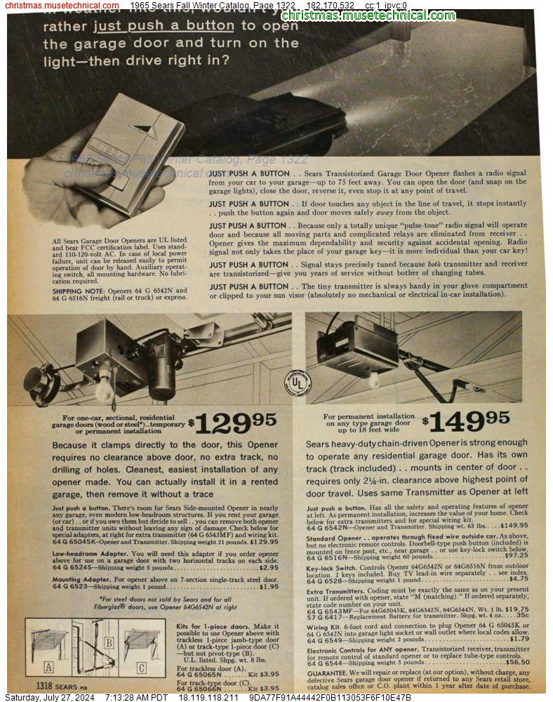 1965 Sears Fall Winter Catalog, Page 1322