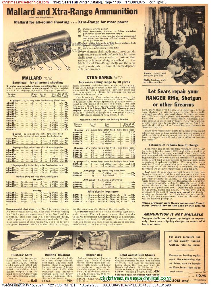 1942 Sears Fall Winter Catalog, Page 1106
