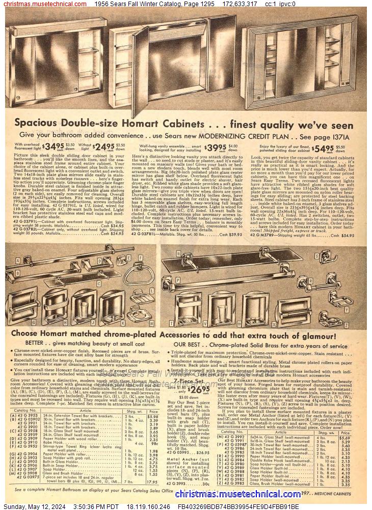 1956 Sears Fall Winter Catalog, Page 1295