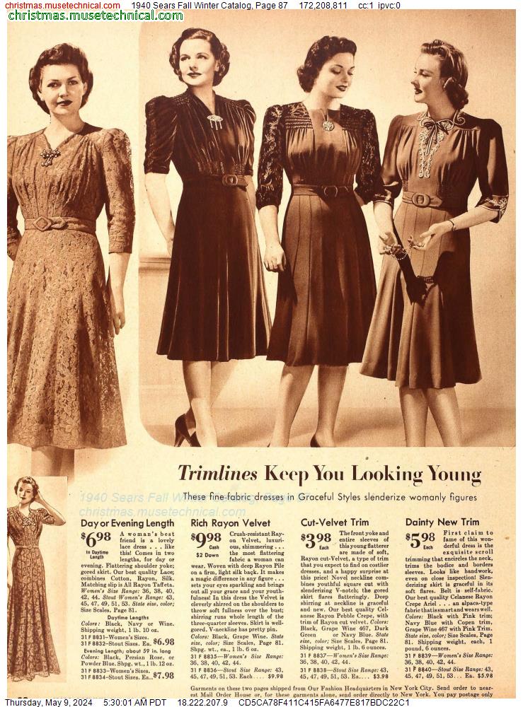 1940 Sears Fall Winter Catalog, Page 87