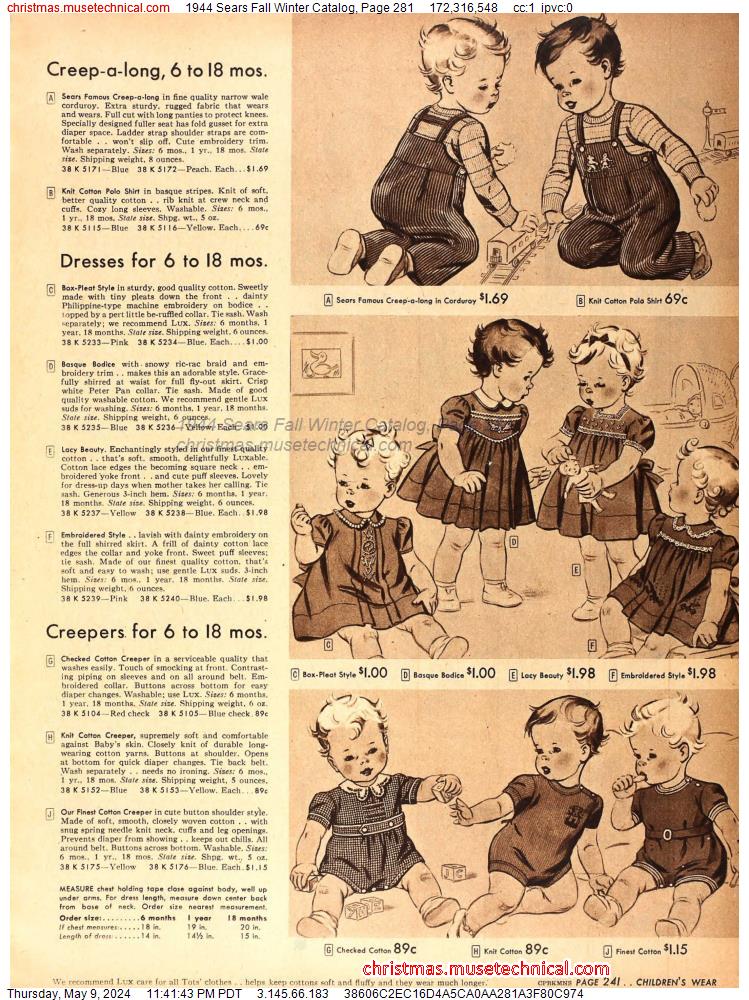 1944 Sears Fall Winter Catalog, Page 281