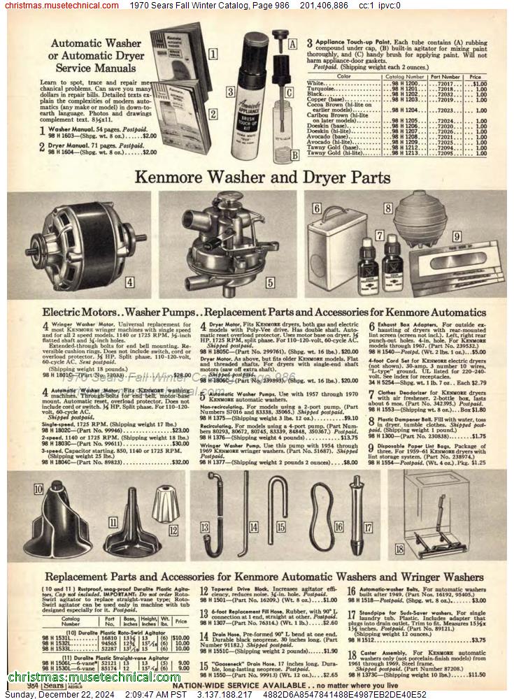 1970 Sears Fall Winter Catalog, Page 986