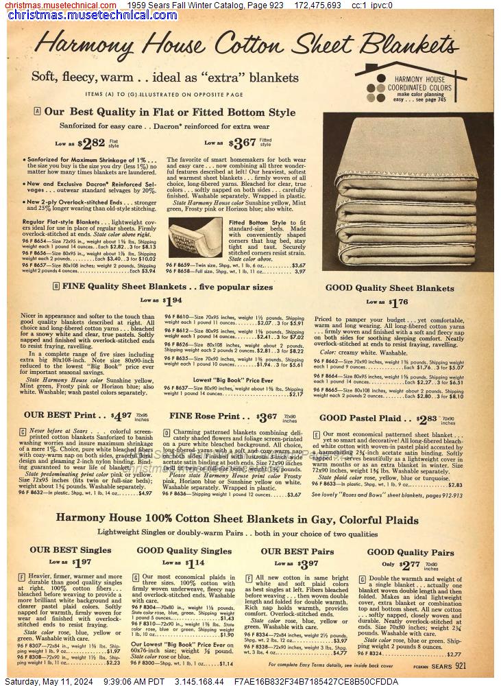1959 Sears Fall Winter Catalog, Page 923