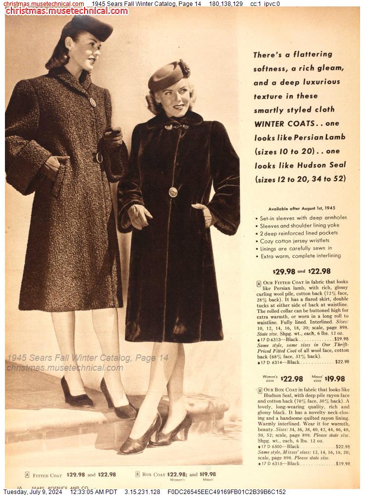 1945 Sears Fall Winter Catalog, Page 14