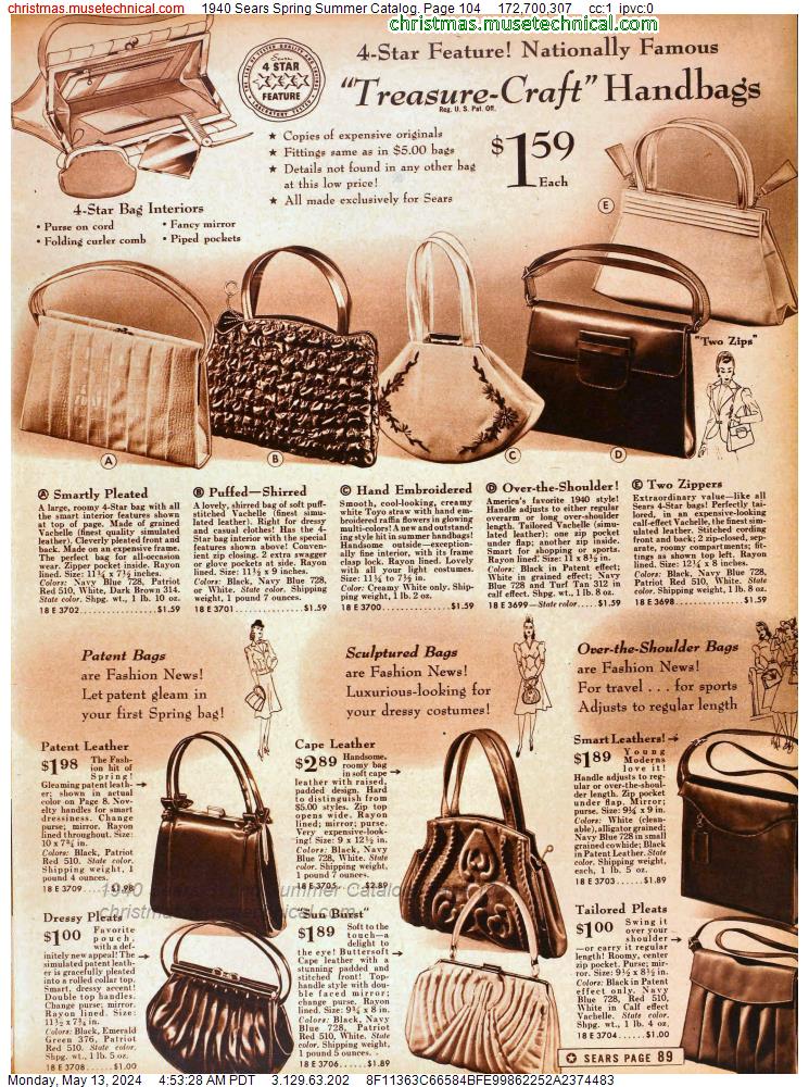1940 Sears Spring Summer Catalog, Page 104